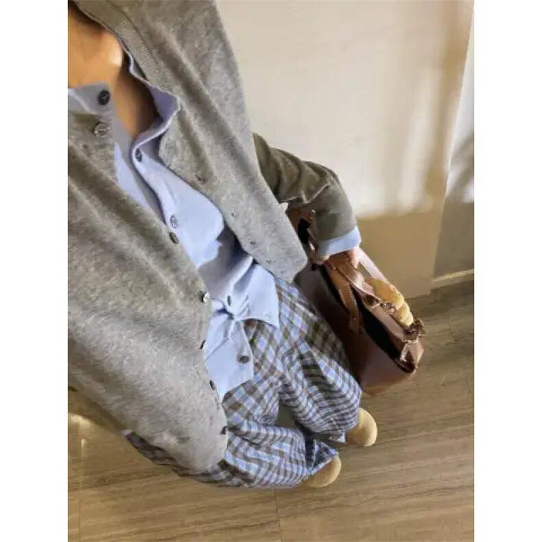 AK2430-P50网红垂感格纹女春秋韩版高腰显瘦百搭休闲拖地裤,女装休闲裤,星座617A-2