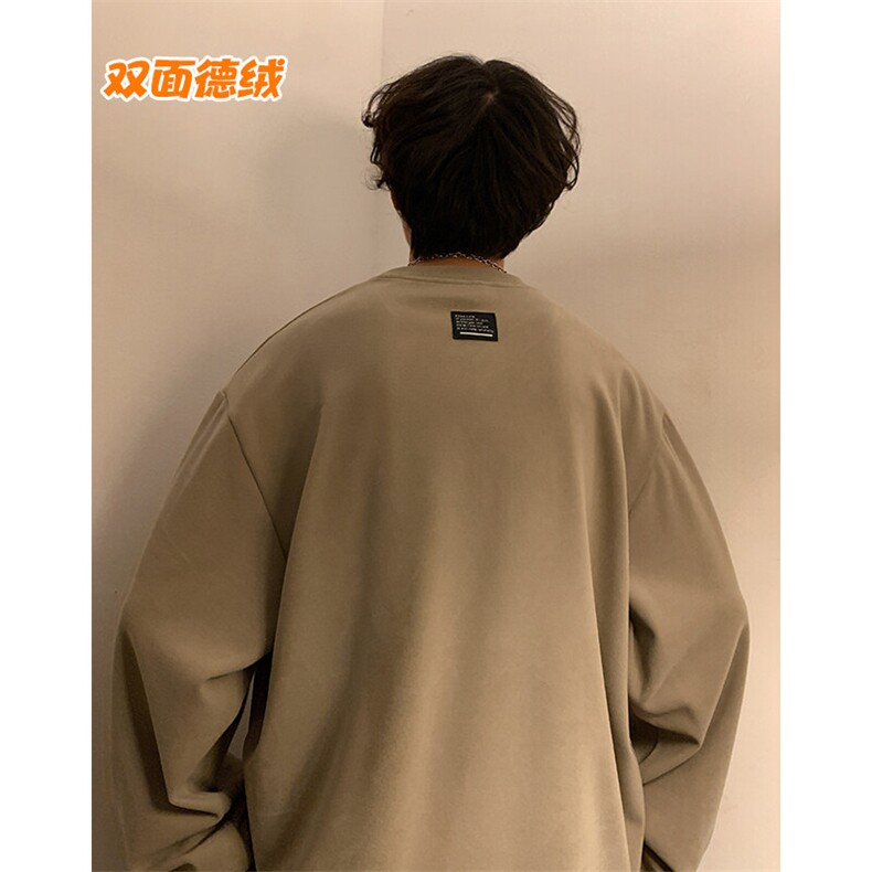 冬款纯色潮牌复古圆领内搭打底衫保暖双面德绒长袖T恤T21658-P38,男装T恤,电商A001-1