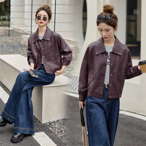 2025春秋新款韩版宽松休闲百搭皮衣外套女短款小个子机车服夹克潮图片