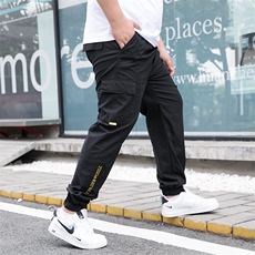 L-9XL男大码夏装弹力束脚休闲裤刺绣薄款工装裤5032-1_8813P55，男装休闲裤，星座1516-1