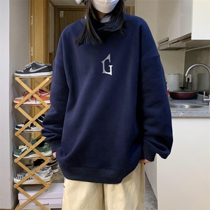 中性风！抖音直播高品质重磅卫衣男圆领卫衣女XW388-P45图片