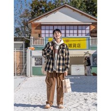 【现货】DW313-特批95冬季新款休闲衬衫男宽松格子翻领加厚保暖，男装衬衫，星座603-2