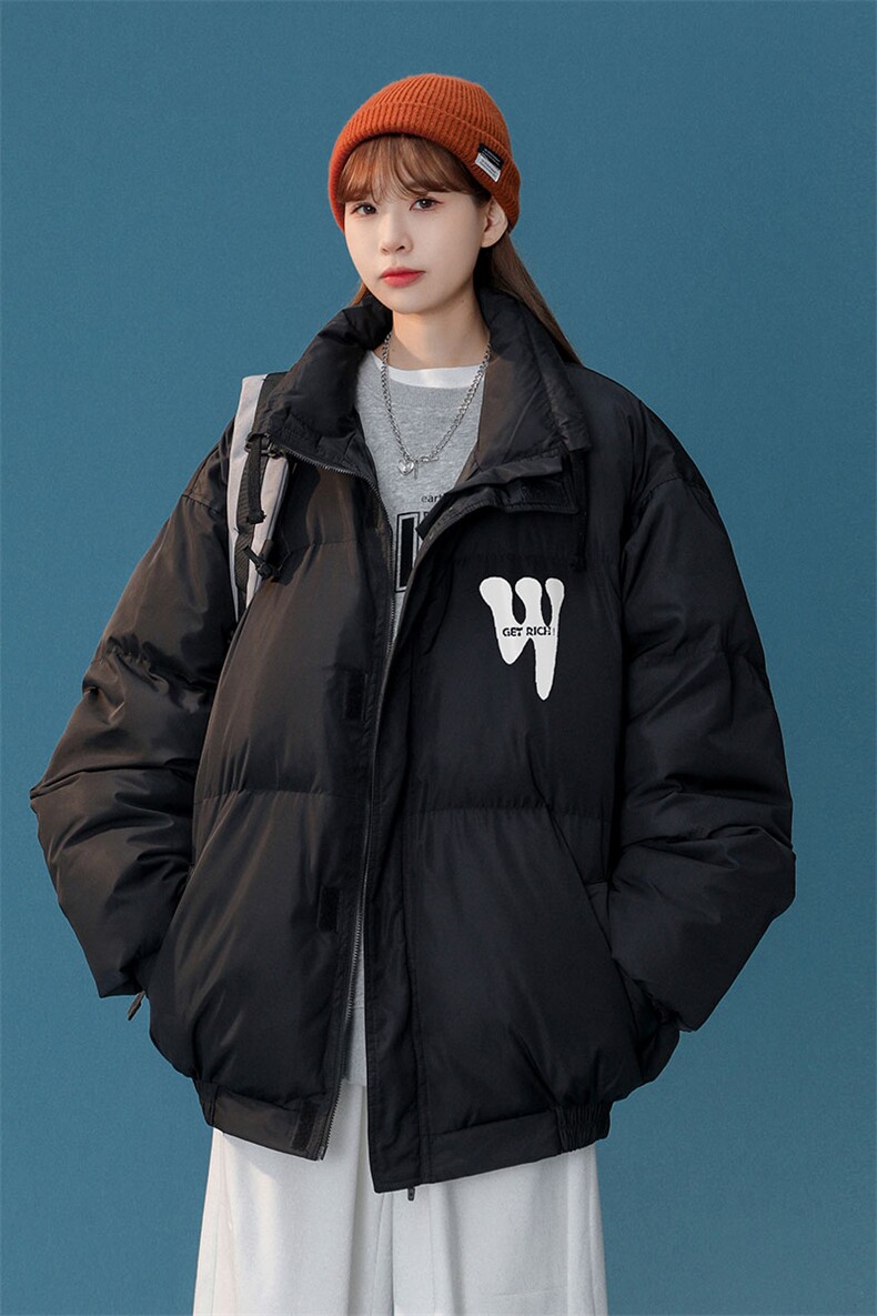 白鸭绒中性冬季潮流设计感抽绳立领羽绒服YR218P195控258,男装羽绒服,A247A