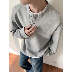 假两件卫衣亨利领t恤男款cleanfit美式复古长袖WY096-P53，男装T恤，星座308B-2