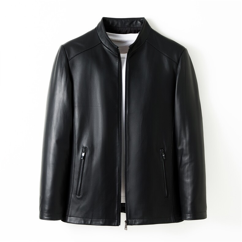 男百搭绵羊皮皮衣外套填充厚款中年立领外套ALXB9151-P1000，男装皮衣，电商B212（原钱塘6029）