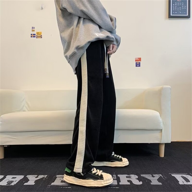 灯芯绒高街裤子男秋季潮牌ins美式运动裤宽松直筒休闲裤B7110-p40,女装休闲裤,星座1008-1