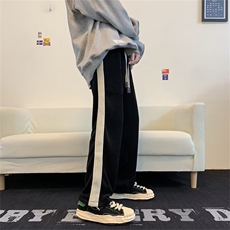 灯芯绒高街裤子男秋季潮牌ins美式运动裤宽松直筒休闲裤B7110-p40，女装休闲裤，星座1008-1