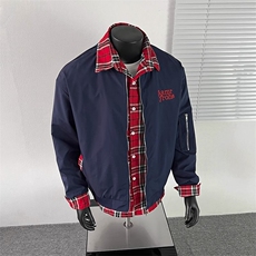 小众格子拼接假两件外套男秋复古工装飞行员夹克棒球服HH8561P70，男装夹克，星座1013-5