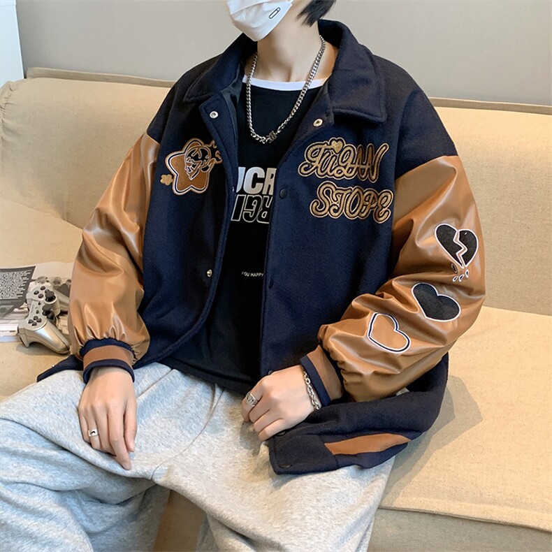 2023春季毛呢刺绣棒球服外套宽松美式Y96P63,男装夹克,星座1116-2