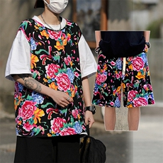 TZ04东北大花坎肩无袖背心马甲短裤套装大码风民族特色汉服潮，男装休闲套装，星座115A(原星座507）