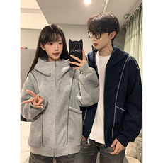 抖音得物高品质秋冬美式高街重磅结构辑明线纹理连帽卫衣外套W111，男装卫衣，电商A486