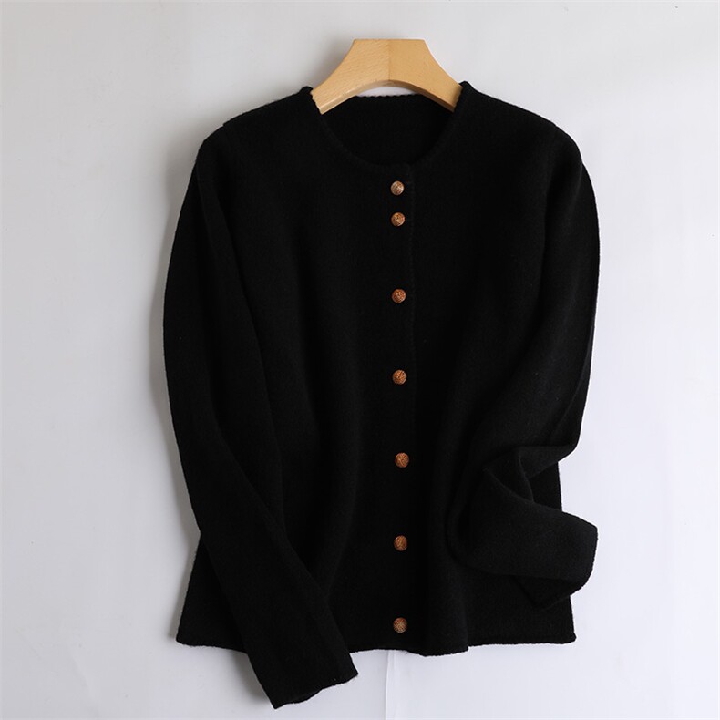 秋冬季羊毛女七针加厚开衫简约休闲2026年春季，女装羊毛衫，亚东羊绒制品