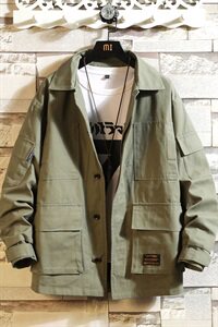 2021春秋季新款白墙风日系工装大码男休闲翻领夹克外套J966-P80图片