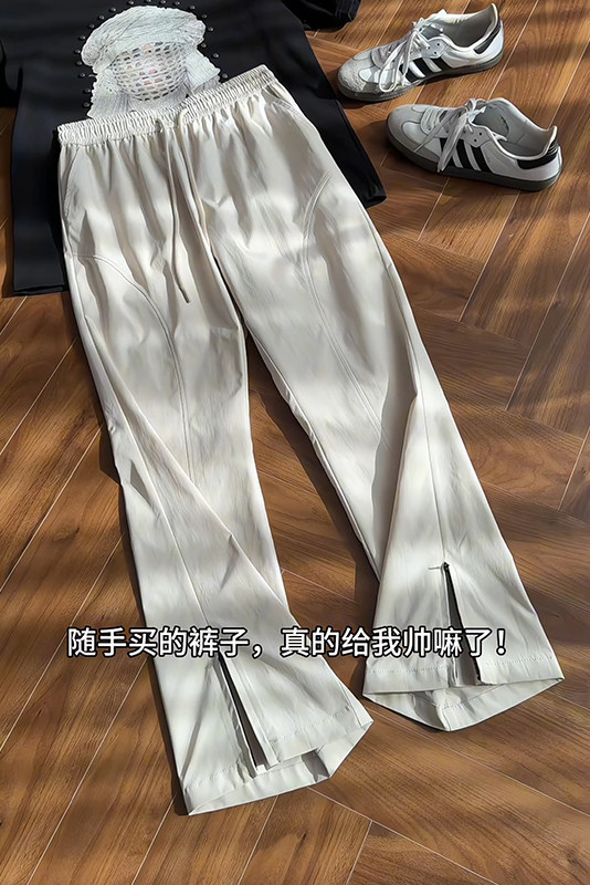 2026春季新款内景斜切拉链微喇长裤M-5XLHK26012-特P20,男装休闲裤,电商A022