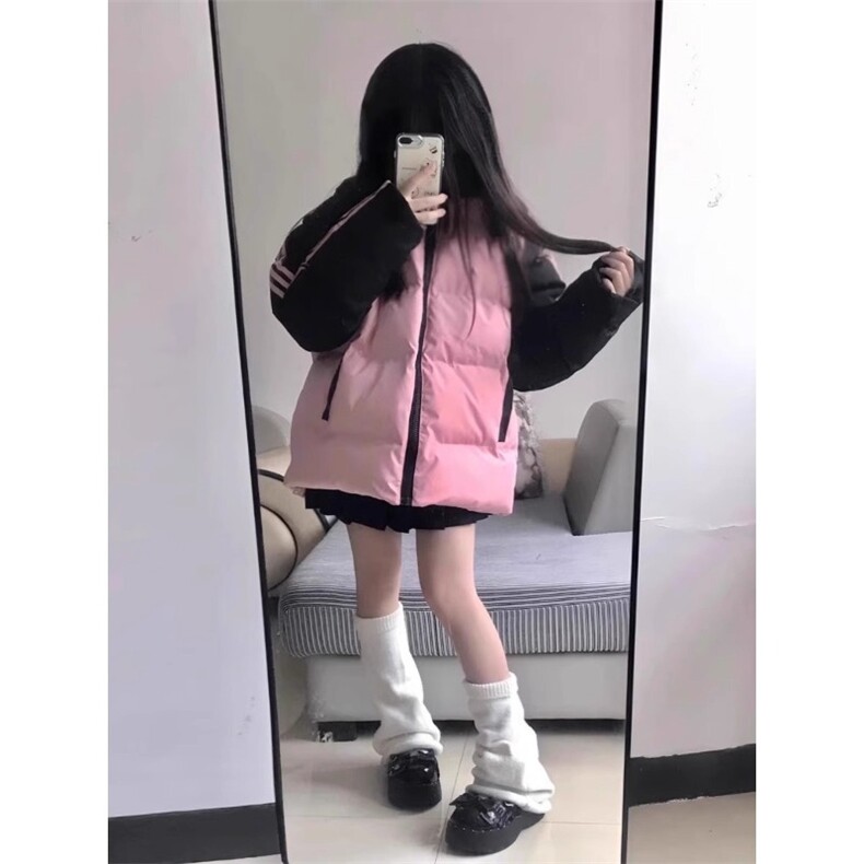 美式拼色条纹棉衣立领棉服女冬季宽松面包外套潮,男装棉衣,星座1210-1