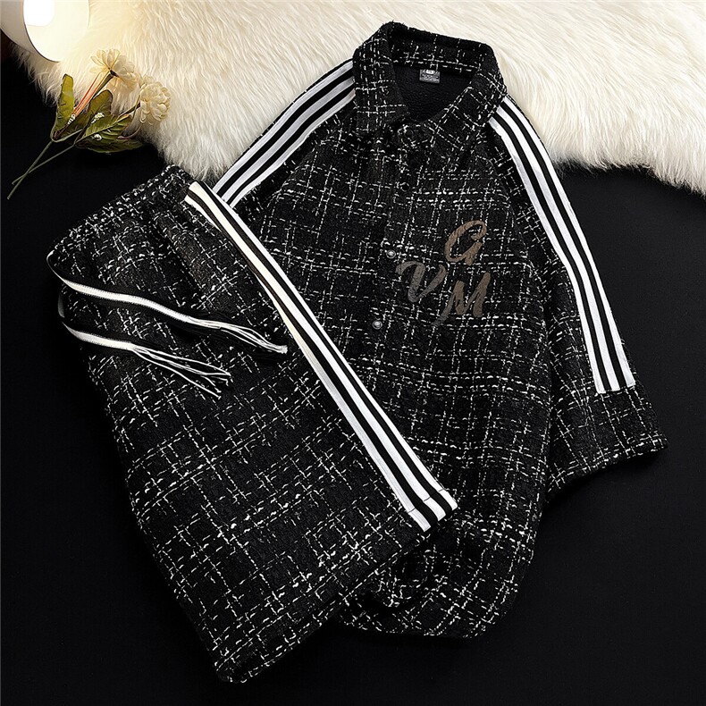 白底小香风短袖衬衣大码M-5XL肩部织带短袖衬衫男DCS9018P45控68，男装休闲套装，星座227-7