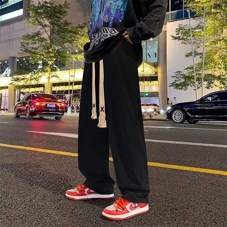 300g消光灯芯绒宽松直筒港风潮牌潮流坠垂感阔腿休闲长裤常规秋季,男装休闲裤,星座1210-1