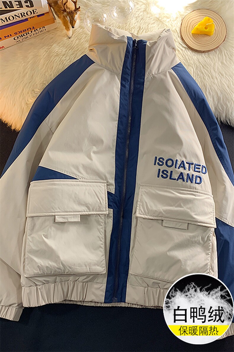 港风平铺冬季潮牌鸭绒羽绒服男大码宽松休闲上衣6075P275限398，男装羽绒服，电商A089-1