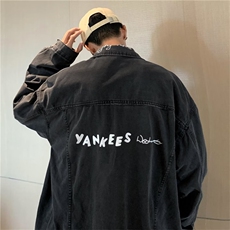 新款牛仔外套男春秋水洗百搭宽松休闲工装翻领夹克W5521-P58，男装夹克，星座512-2
