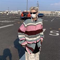 秋冬男士文艺复古宽松休闲条纹毛衣外套上衣针织开衫M5685，男装针织衫/毛衣，星座1116A-1（原606A）