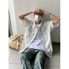 男新款衬衫标准潮潮流原宿慵懒夏季五分袖C2029P40，男装衬衫，星座1116-2
