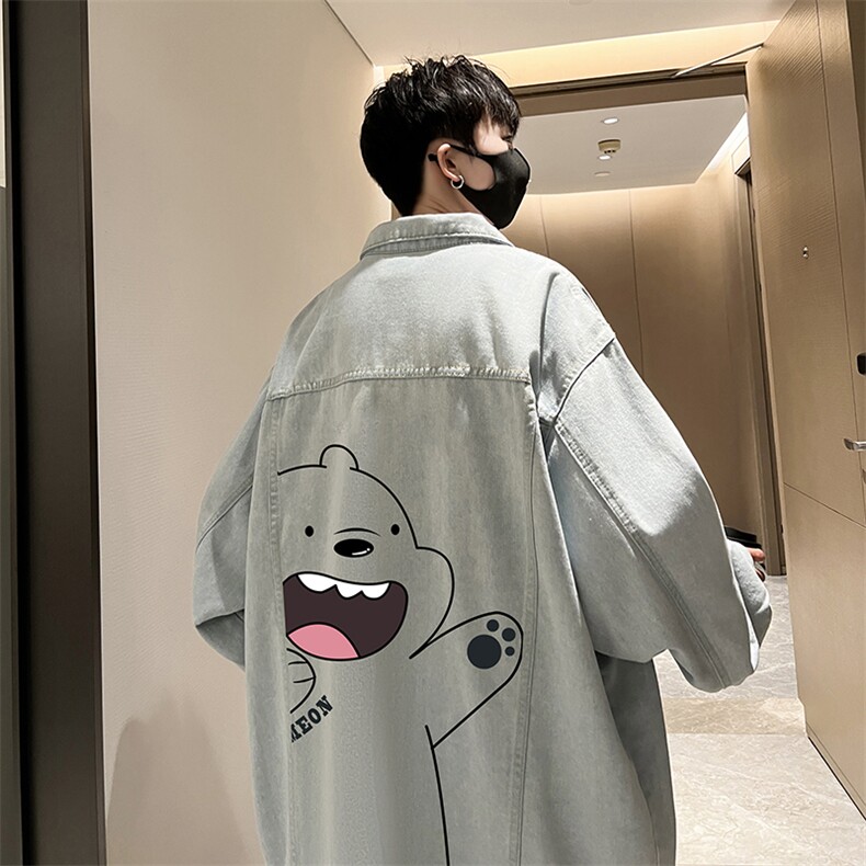 牛仔夹克男大码牛仔外套男茄克NJ77131-P60加绒款-P75,男装夹克,电商A040