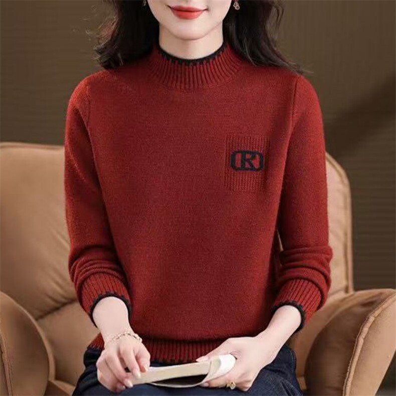 针织衫女春秋冬宽松薄款显瘦软糯低领毛衣打底衫内搭,针织衫/毛衣,萱芳婷羊绒