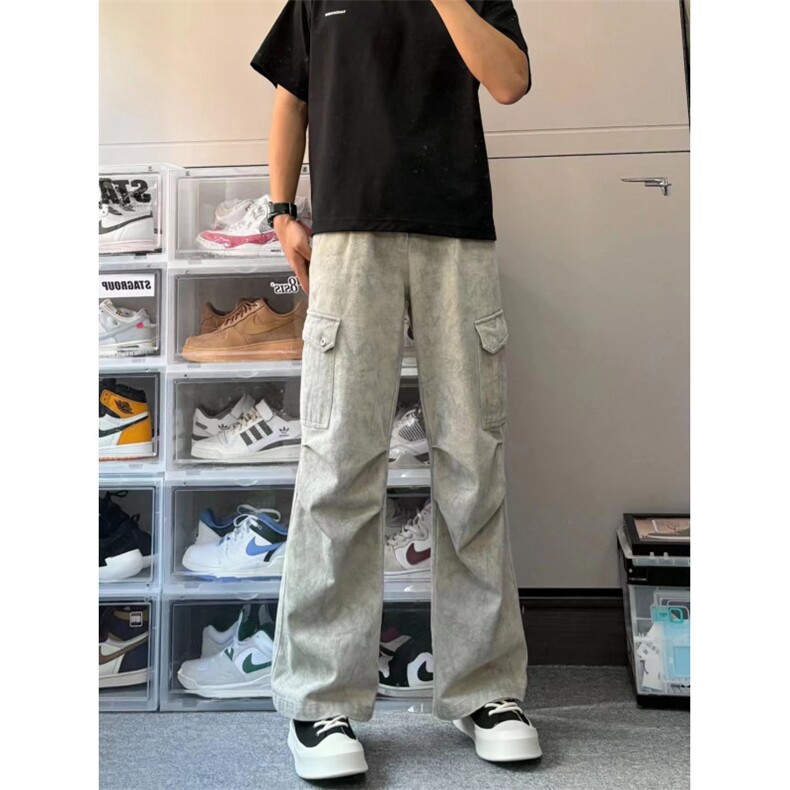 【有货的】杏色扎染工装裤男女美式复古大口袋裤子G810WW-特P58,男装工装外套,星座1007（原301D）