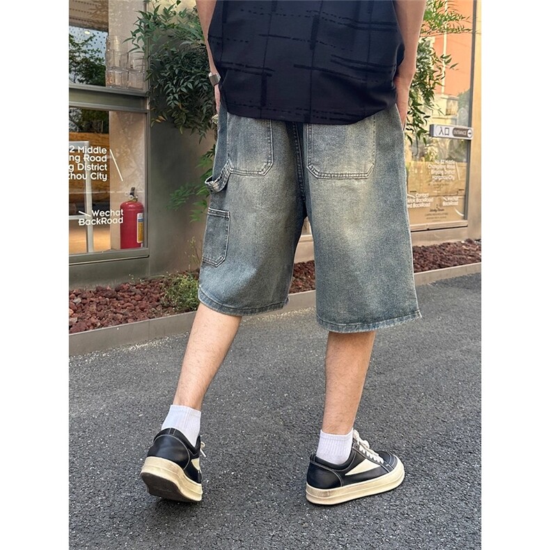 工装牛仔短裤男五分裤宽松休闲潮流百搭日系TA1212-P48,男装牛仔裤,星座208-5