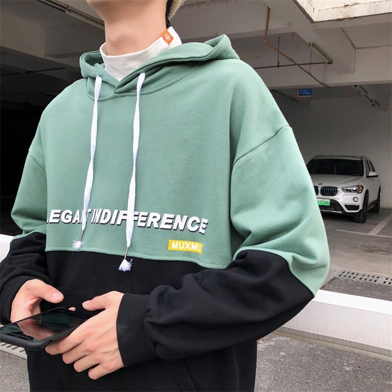 秋季港风印花连帽卫衣男韩版宽松休闲外套W102/P30,男装卫衣,电商D202