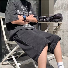 D100-P25夏装休闲短裤男潮牌ins宽松休闲潮流外穿百搭韩版五分裤，男装牛仔裤，星座603-2