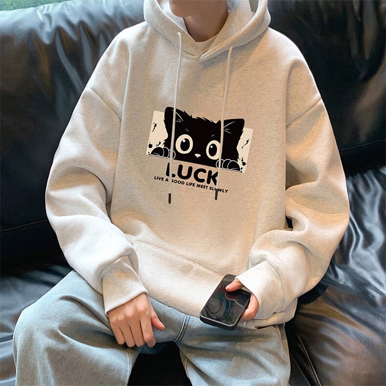 CM090P60新品重磅纯棉连帽卫衣秋冬外套卡通猫印花帽衫,男装卫衣,星座304A-1