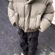 cleanfit黑色PU皮立领夹克棉服男冬季加绒加厚保暖外套情侣面包服，男装皮衣，星座603-2