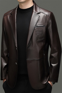 BG-S25063春秋款海宁真皮皮衣男山羊皮西服商务休闲男装外套图片