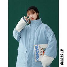 @中性风大码棉衣冬季假两件面包服立领宽松A125-Y271-P120女类，男装棉衣，电商A125