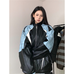 秋冬美式vintage赛车服男皮夹克设计感痞帅机车PU皮外套JK3608图片