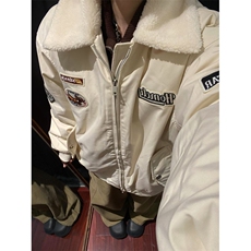翻领拼色绣标棉服2024年秋冬棒球服宽松夹克加厚棉衣外套M9952，男装夹克，星座1116A（原606A-3）