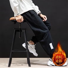 K12045-P40加绒P50束脚纯棉运动裤男士休闲裤大码宽松卫裤男，男装休闲裤，电商A040A