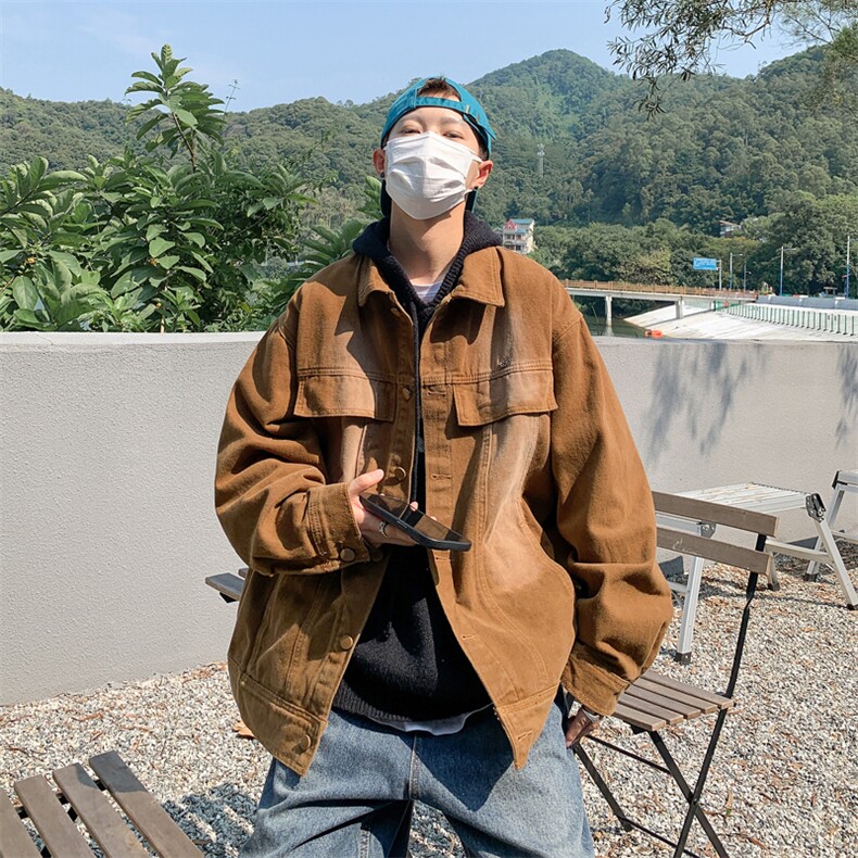 牛仔外套男韩版潮流2023秋冬季新款ins宽松百搭帅气夹克W4102-P68，男装大码男装，星座412-2