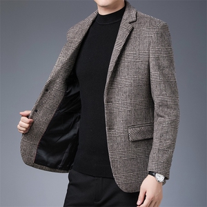 S-M3818秋冬男士毛呢大衣修身羊毛外套商务休闲高端西服P168图片