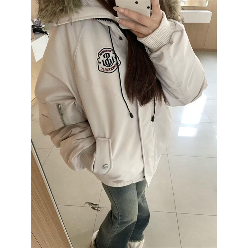 网图有货美式大毛领保暖加厚派克棉服男女工装情侣外套A974-P100，男装棉衣，星座1505