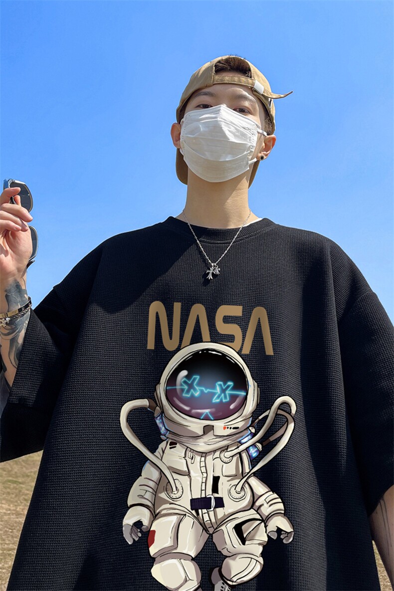 华夫格短袖直播高品质重磅220克宇航员印花HT308-P20,男装T恤,星座508（原C305）