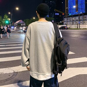 假两件卫衣男潮ins秋季宽松港风圆领套头上衣百搭休闲情侣w90-p30,男装卫衣,星座1008-2