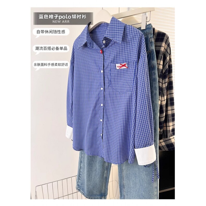 TC496-P45格子衬衫2026新款设计感独特长袖衬衣图片