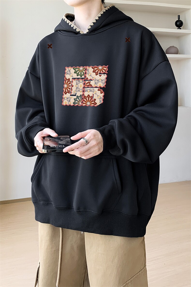 华棉春秋内景美式重磅宽松连帽卫衣男大码外套WY00793/P45加绒P50,女装短外套,电商B316