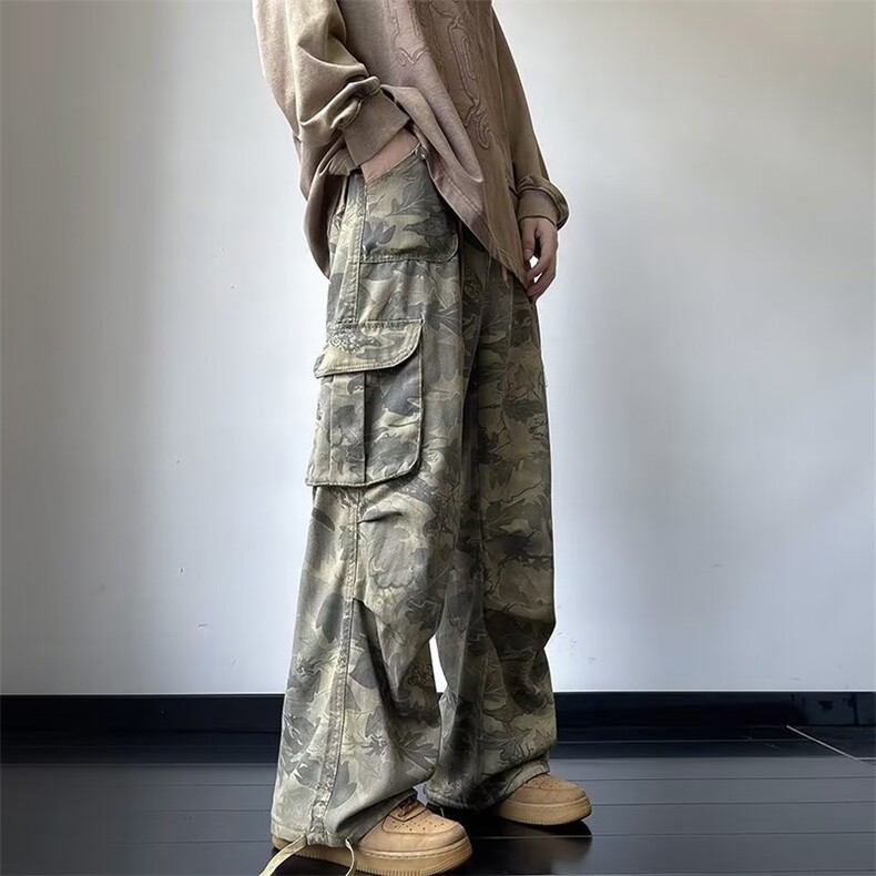 迷彩裤工装港风潮流大口袋高街帅气直筒2024夏秋ins长裤K4843-P59，男装工装外套，星座412-2