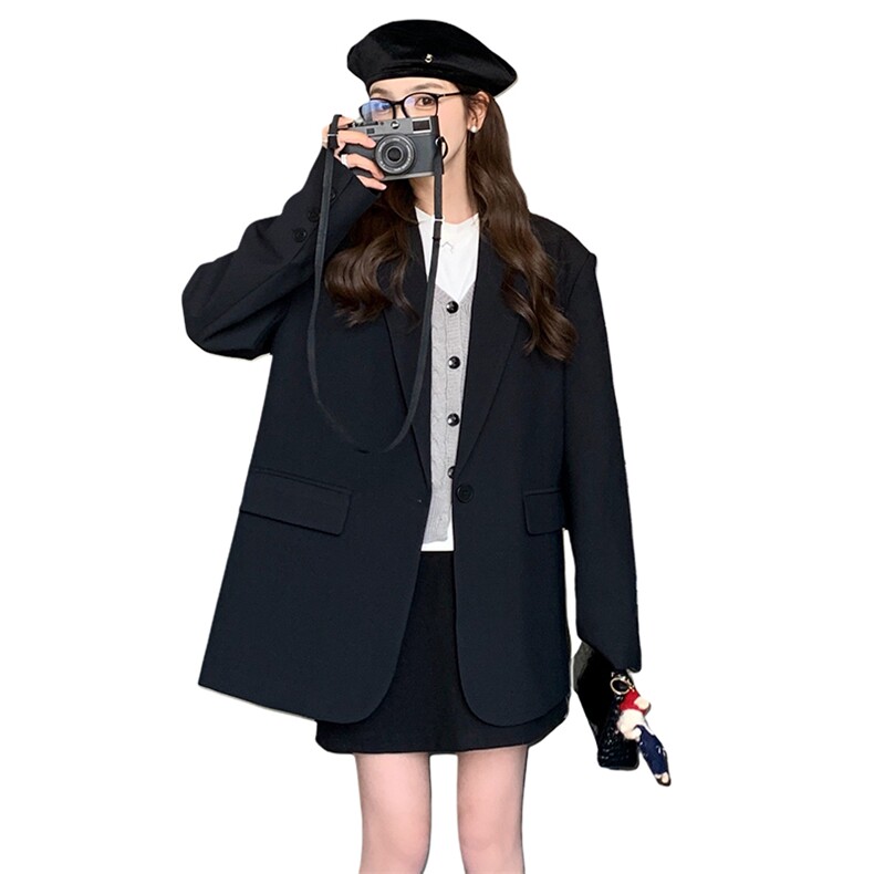 黑色显瘦高级感西装短外套女小个子2025春季新款简约百搭西服上衣,女装西装,2C125