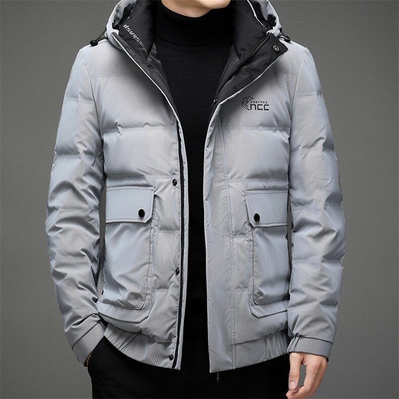 22冬季中青年男士时尚休闲90白鸭绒连帽羽绒服外套AJY82138-P275,男装羽绒服,电商B212（原钱塘6029）