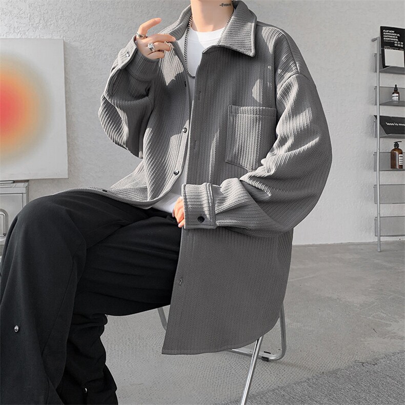8XL-M春季衬衫外套纯色大码复古宽松轻熟风穿搭长袖衬衣CS9003P58,男装衬衫,电商B238