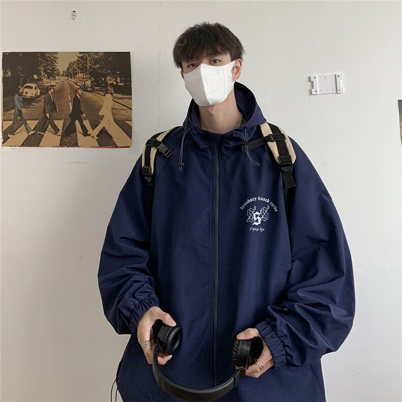 港风秋款宽松高品质连帽防水夹克F55P65控88,男装夹克,电商A247